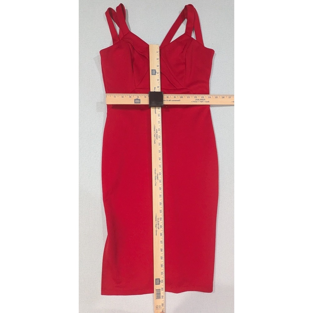 Enfocus Studio Sheath Dress Women 10 Red Excellent Double Strap Sweetheart Midi